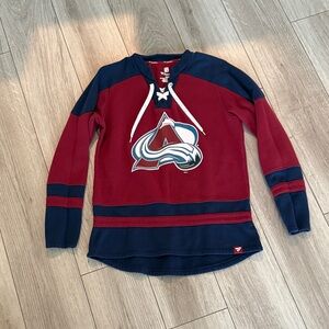 NHL Colorado Avalanche Women's Speed Lace-Up Pullover Sweatshirt Navy/Burgundy M